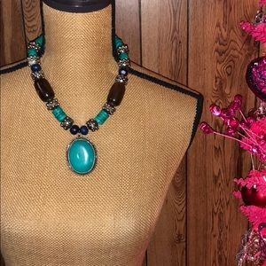 Beautiful Turquoise and Brown Necklace